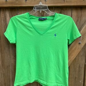 Polo by Ralph Lauren Women's Green V-Neck Top